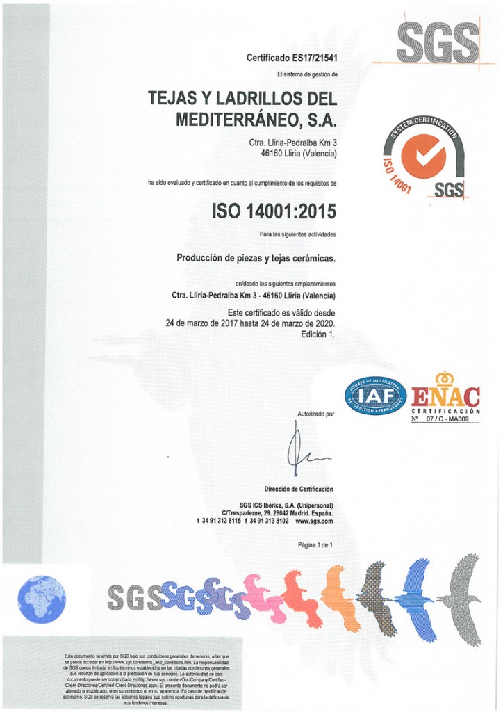 SGS ISO 14001 | Tejas