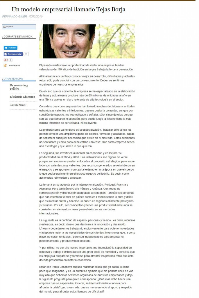 Un modelo empresarial llamado Tejas Borja Un modelo empresarial llamado Tejas Borja